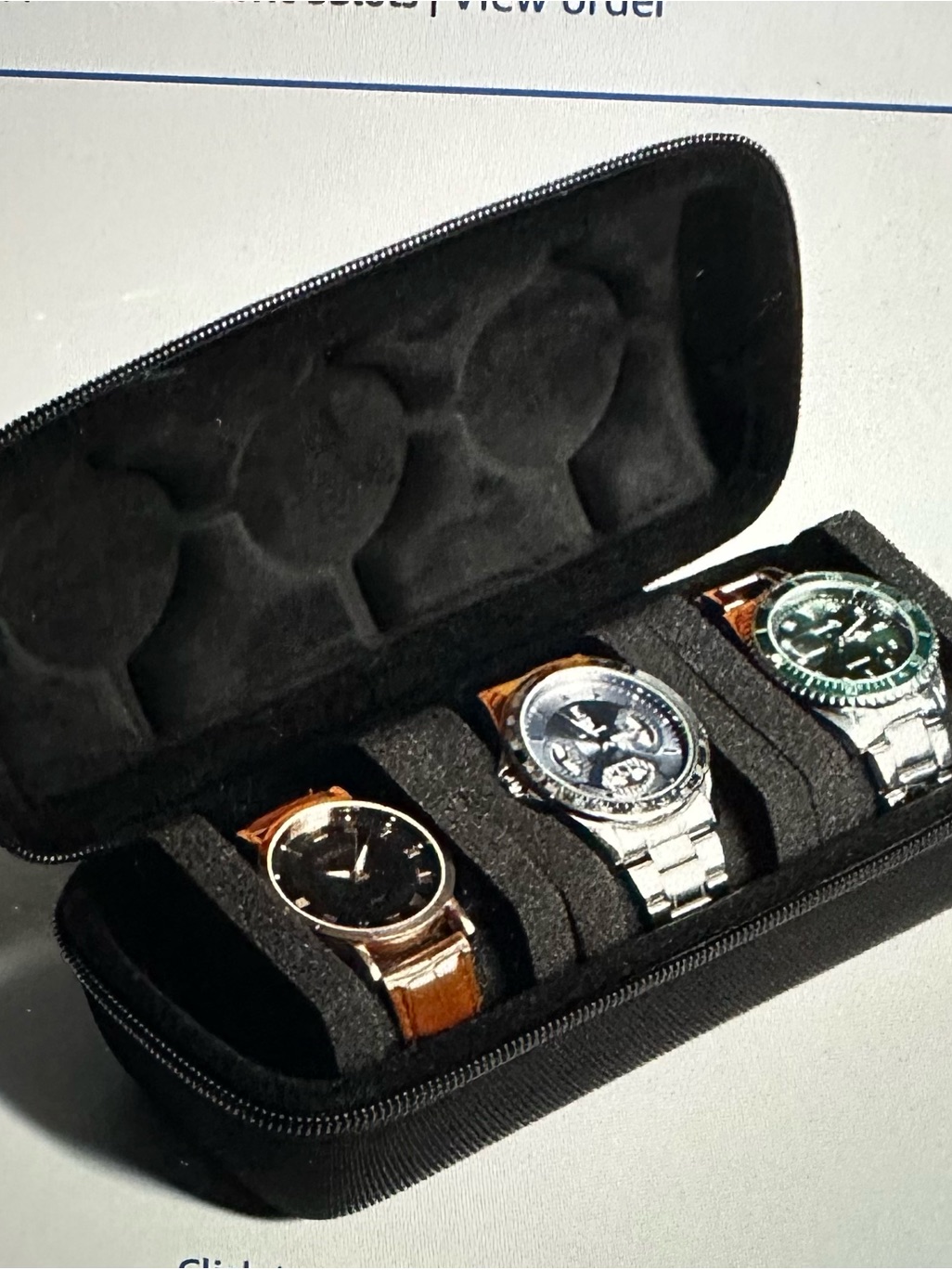 Triple Watch Travel Case  Black